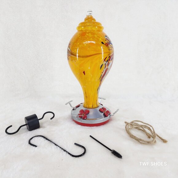 42OZ Orange Glass Hummingbird Bird Feeder Brand New - Picture 3 of 5